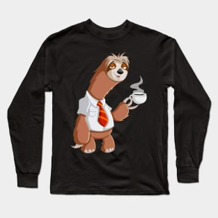 Smiling Sloth With Coffee Long Sleeve T-Shirt
